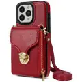 Mtp Products iPhone 14 Pro alt-i-ett-deksel med lommebok og stropp - rød