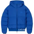 EA7 for man. 7M000710_AF15951 Quilted jacket in technical fabric with hood and blue logo (XL), Casual, Polyester