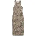 Puma LEO LUXE Slim All-Over Print Dress Women, Clothing, Alpine Snow/Ice Coffee, L