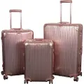 Borg Living Aluminiumskofferter - 3 stk. Sett - Luksuriøse reisekofferter - Rosa-gull med TSA-lås