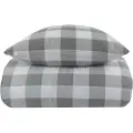 By Night Kreppet sengetøy - 150x210 cm - Rutete grått - Rutete sengetøy i grått - 100% bomull - sengesett i krepp