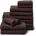 Borg Living Håndklepakke 12 stk. myke håndklær i 100% kjemmet bomull - Brune håndklær fra