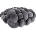 Borg Living Knutepute – 30x33x18 cm – Mørkegrå pyntepute – Sofapute med fløyelslook –