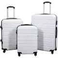 Borg Living Tilbud koffert - Sett med 3 stk. - Eksklusivt hardcase koffertsett - Stripe Hvit