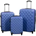 Borg Living Kofferter - sett med 3 stk. - Eksklusivt hardcase koffertsett tilbud - Diamant blå