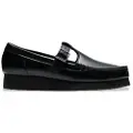 Clarks for woman. 26183765 Wallabee T Bar Leather Shoes black (36), 3 to 5 cm, Buckle, Casual, Classic