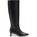 Clarks for woman. 26181485 Edina Tall Leather Boots black (38), 3 to 5 cm, Zip, Casual