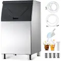 Vevor kommersiell ismaskin oppbevaringsboks, 136 kg kapasitet isboks i rustfritt stål, kommersiell isoppbevaringsboks med justerbare sklisikre gummiføtter, egnet for restauranter, hoteller og drikkebu