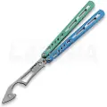 BBbarfly KS Knife Style opener V2 balisong trainer, Blue And Green
