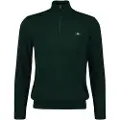 Gant for man. 8030564 Classic cotton jumper with green half zip (L), Casual