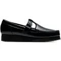 Clarks Shoes for woman. 26183765 Wallabee T Bar Leather Shoes black (37.5), 3 to 5 cm, Buckle, Casual, Classic