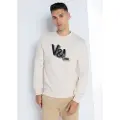 Victorio & Lucchino , V&L for man. 4606555 3D embroidered sweatshirt with box collar (L), Beige, Casual, Cotton, Long sleeve
