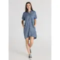 LOIS Jeans for woman. 448512735 Short dress short sleeve shirt dress with blue pleats (M), Casual, Synthetic, Denim