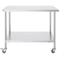 Vevor arbeidsbord i rustfritt stål 30 x 60 x 38 tommer, med 4 hjul, 3 justerbare høydenivåer, kraftig arbeidsbord for matlaging for storkjøkken, restaurant, sølvfarget