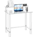 Vevor akrylbord, 2-etasjes klart kontorbord med skjermstativ, akrylstudie-datamaskinbord, moderne sidebord nattbord for soverom, kontor, studie, garderobe, 50 x 80 x 88 cm (klar)