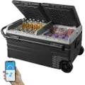 Vevor bilkjøleskap, 12 volt bilkjøleskap, 95 l bærbar fryser med to soner, hjul og håndtak, -4℉-68℉, 12/24V DC og 100–240V AC kompressorkjøler for utendørs bruk, camping
