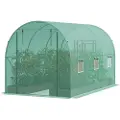 Vevor Drivhus med walk-in-tunnel, 11,3x6,4x6,3 fot, drivhustunnel med bøylehus, plantedrivhus med galvanisert stålramme, grønt PE-deksel, opprullbar glidelåsdør og 6 vinduer for utendørs bruk