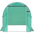 Vevor Walk-in Tunnel Drivhus, 10 x 7 x 7 fot Portable Plant Hot House med galvaniserte stålbøyler, 1 toppbjelke, diagonale stolper, glidelåsdør og 6 rullevinduer, grønn