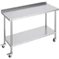Vevor 24 x 60 x 40 tommers arbeidsbord i rustfritt stål, kommersielt arbeidsbord for matlaging med hjul, kraftig arbeidsbord for matlaging, arbeidsbord i metall med justerbar høyde for restauranter, h