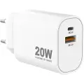 Sinox PRO 230V USB-A+USB-C oplader 20W. Hvid