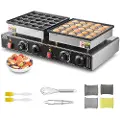 Vevor 50 stk. mini nederlandsk pannekakejern, non-stick rustfritt stål Dorayaki-baker, 1800 W kommersiell elektrisk poffertjes-grillpanne, dobbel temperatur- og tidskontroll, for kjøkkenrestaurant fro