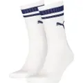 Puma Crew Heritage Stripe Socks Unisex (2-Pack), Clothing, White/Blue, 39-42