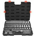 Vevor Pipenøkkelsett, 76 deler, 9,5 mm pipe- og skrallesett, SAE og metrisk, dyp og grunn, mekanisk verktøysett med tilbehør og oppbevaringsetui, CR-V legeringsstål, for bilreparasjon