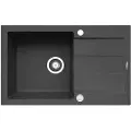 Pyramis Kjøkkenvask Sparta Plus Svart + Silvio Granitt Blandebatteri 78x48 Cm