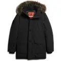Superdry for man. M5011741A Faux fur hooded parka Everest black (M), Casual, Polyester, Sustainable