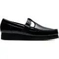 Clarks for woman. 26183765 Wallabee T Bar Leather Shoes black (39.5), 3 to 5 cm, Buckle, Casual, Classic