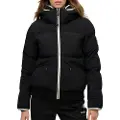Superdry for woman. WS110179A Bomber Ski Jacket with Hood black (S), Casual, Polyester