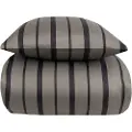 Borg Ekstra mykt dobbelt sengetøy 200x220 cm - 100% bomullssatin - Grått og sort stripet sengetøy - 300 TC sengetøy fra