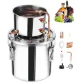 Vevor Alkoholdestillasjonsapparat, 3 gallon / 11,4 l rustfritt stål vannalkoholdestiller med kobberspiral, hjemmebryggingsraffinering og gjæringssett med termometer og pumpe, for vin, whisky, brandy,