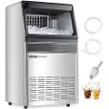 Vevor kommersiell ismaskin, 110lbs/24T ismaskin med 33lbs lagringskapasitet, 50 isbiter på 15 minutter, LED digitalt display frittstående selvrensende for bar kontor restaurant