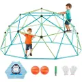 Vevor klatrekuppel, 305 cm geometrisk kuppelklatrer for barn, 453 kg lastekraft med klatrestativ med blekksprutnett og 2 basketballer, enkel montering utendørs klatreleker til hagen - gave til gutter