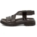 Art for woman. 115531101003_001 Leather sandals 1553 Birmingham black (37), Flat, Velcro, Casual