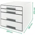 Leitz Wow Desk Cube 4 Skuffer 2 Store Og 2 Små Buc-skuffer