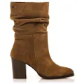 Mustang for woman. 55308 Brown Rose Leather Ankle Boots (41), 3 to 5 cm, Zip, Casual