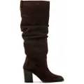 Mustang for woman. 55439 Dark Brown Rose Leather Boots (36), 3 to 5 cm, Zip, Casual