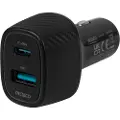 Deltaco - Bilstrømadapter - 63 watt - PD - 2 utgangskontakter (24 pin USB-C, USB)