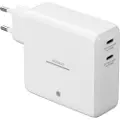 Deltaco USB-C wall charger with built-in power bank and GaN technology - 9600 mAh - White