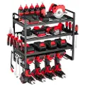 Vevor Verktøyorganisator veggmontert, 4-lags oppbevaringsstativ med 4 borholdere, verktøyholder og oppbevaringsstativ med skrutrekkerholder, garasjeverktøyorganisator for garasje, arbeidsbenk og verks