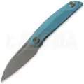 Reate VK-ANUB Blue Titanium foldekniv, Dark Bead Blast