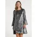 Victorio & Lucchino , V&L for woman. 340658204 Short silver printed dress (3 = M), Casual, Animal Print, Polyester, Long sleeve