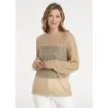 Victorio & Lucchino , V&L for woman. 350228189 Golden Lurex beige jumper (L), Casual, Acrylic, Short sleeve
