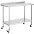 Vevor 24 x 48 x 40 tommers arbeidsbord i rustfritt stål, kommersielt arbeidsbord for matlaging med hjul, kraftig arbeidsbord for matlaging, arbeidsbord i metall med justerbar høyde for restauranter, h