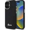 GUESS Silikon Iphone 16-deksel Med Script-metallogo Og Ramme