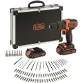 Black & Decker Drill Med 80 Tilbehør 2 Batterier Og Bæreveske Bdchd18bafc-qw 1.5ah