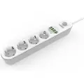 LDNIO Strømskinne med 4 AC-uttak, 4x USB, LDNIO SE4432, 2m (hvit)
