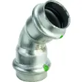 Viega Inox bøjning 45 grader 54 mm Inox, rustfri stål muffe/muffe, SC-Contur